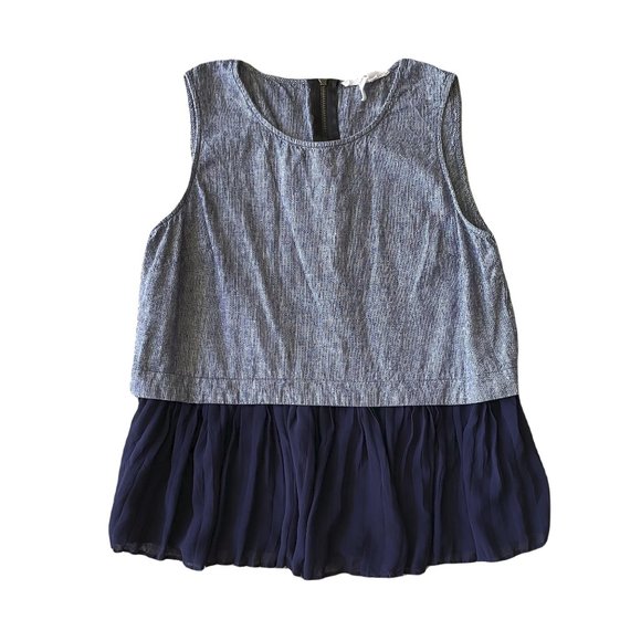 BCBG Layered Chambray Ruffle Hem Tank Top M - Picture 7 of 7